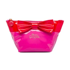 Busta beauty case fucsia e rossa con fiocco Camomilla Milano Sweet Stripes