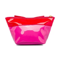 Busta beauty case fucsia e rossa con fiocco Camomilla Milano Sweet Stripes