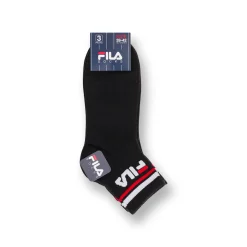 Calzini 3 paia neri corti in Cotone con logo Fila