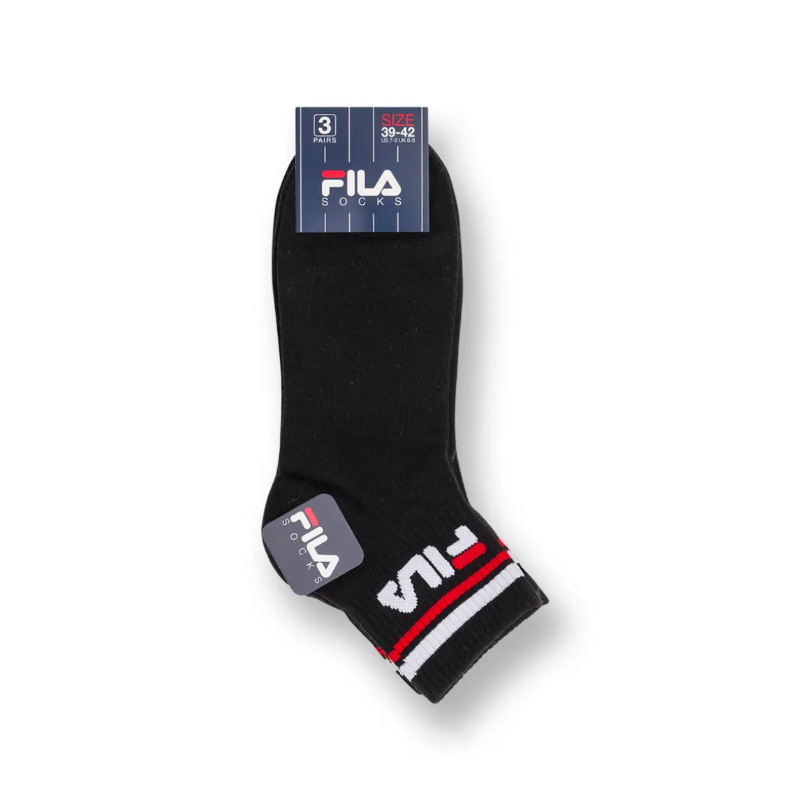 Calzini 3 paia neri corti in Cotone con logo Fila