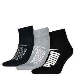 Calzini corti 3 paia Unisex nero e grigio con logo Puma
