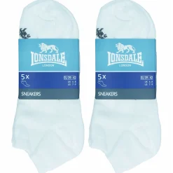 Calzini corti bianchi 5 paia in cotone unisex Lonsdale