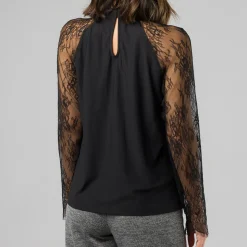 Camicia blusa nera da Donna con maniche in pizzo Vero Moda