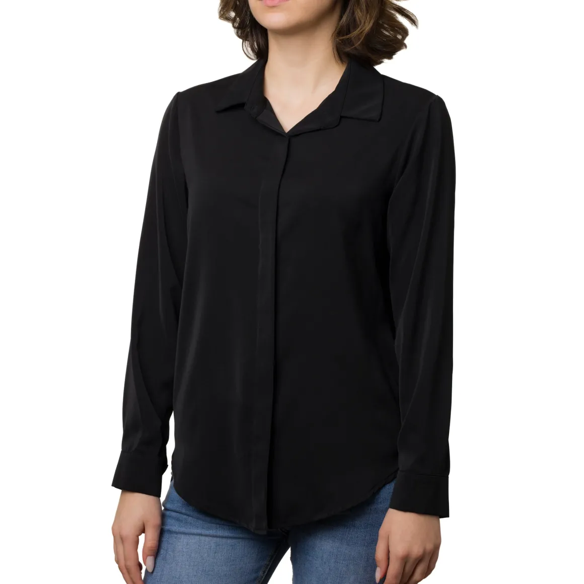 Camicia da donna nera in tessuto velato Swish Jeans
