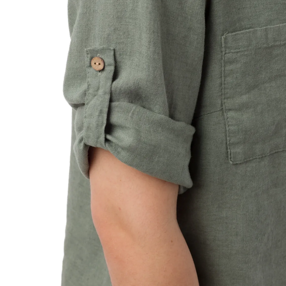 Camicia Verde da Donna in Misto Lino con Collo alla Coreana Swish Jeans