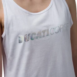 Canotta bianca da donna con logo argento Ducati Corse