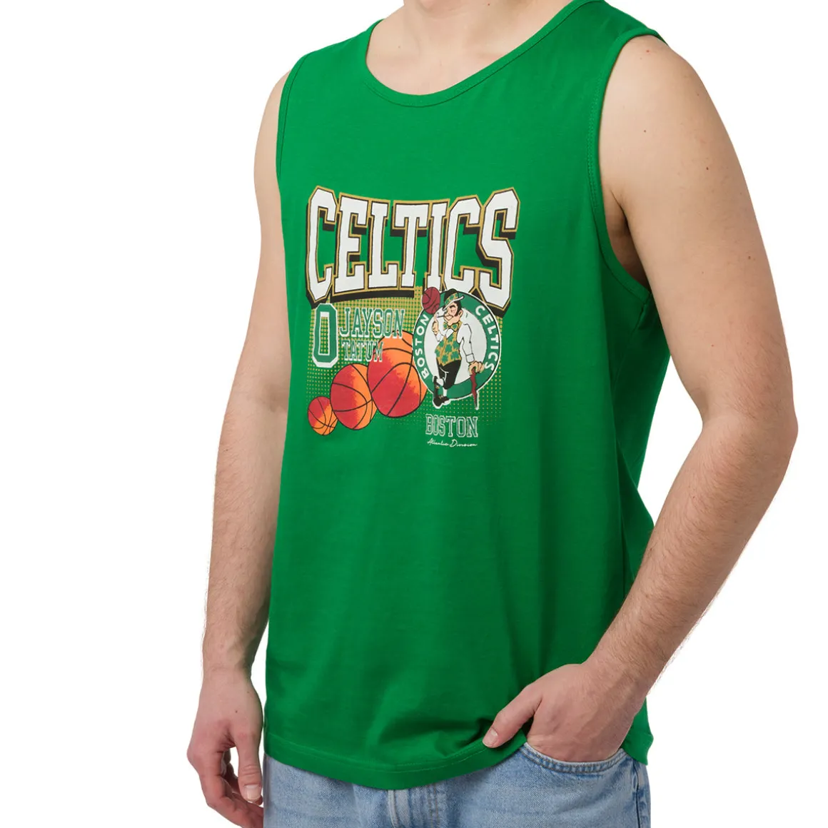 Canotta sportiva Verde da Uomo in cotone Boston Celtics e Jayson Tatum NBA