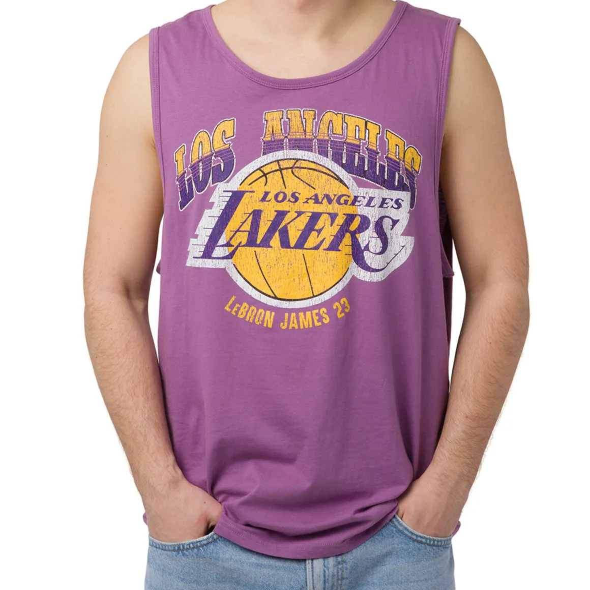 Canotta sportiva Viola da Uomo con stampa Lebron James e LA Lakers NBA