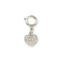 Charm Cuore lucchetto strass argento accessorio scarpe Lora Ferres