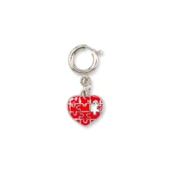 Charm Cuore Puzzle rosso e argento per scarpe e borse Lora Ferres