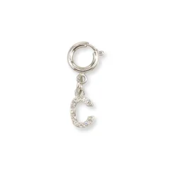 Charm Lettera C strass argento personalizza scarpe borse Lora Ferres