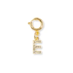 Charm Lettera E con strass oro decorazione scarpe e borse Lora Ferres