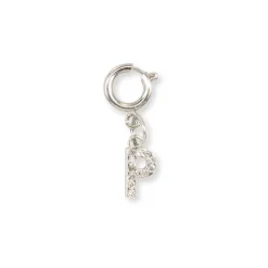 Charm Lettera P strass argento dettaglio chic scarpe borse Lora Ferres