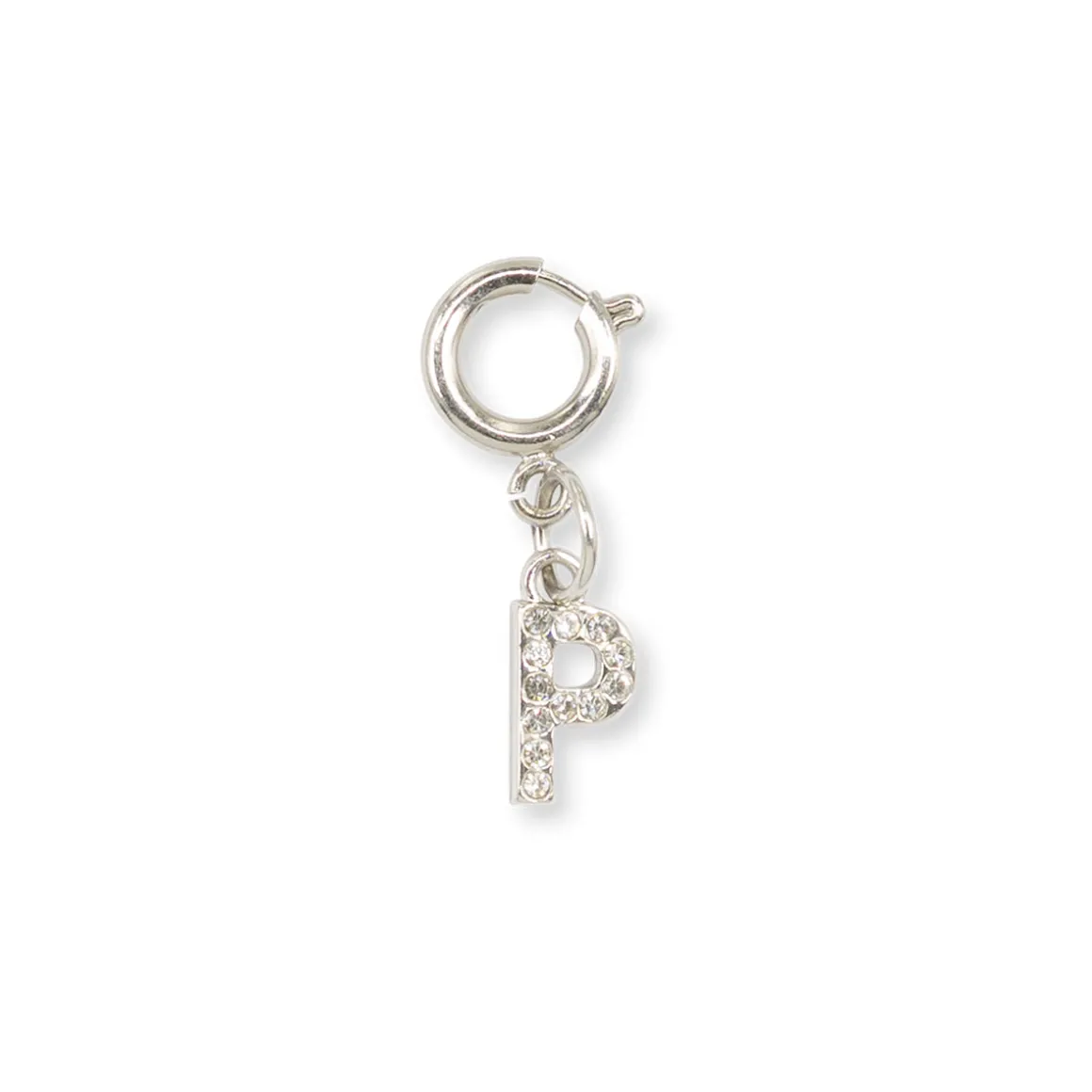 Charm Lettera P strass argento dettaglio chic scarpe borse Lora Ferres