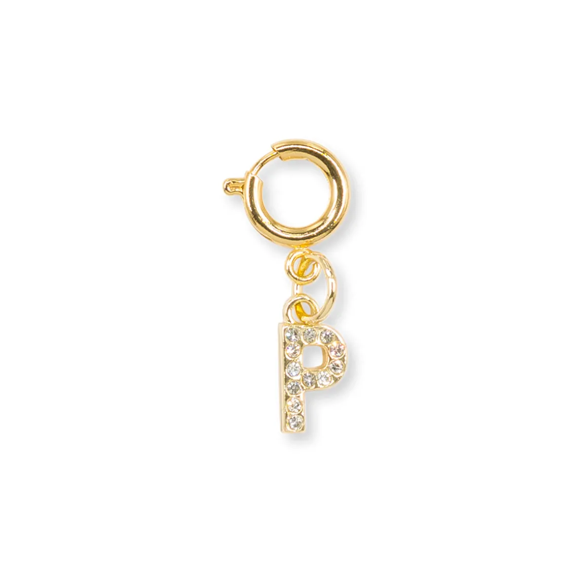 Charm Lettera P strass oro dettaglio chic scarpe borse Lora Ferres
