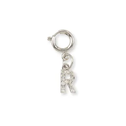 Charm Lettera R strass argento accessorio glamour scarpe Lora Ferres