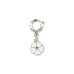 Charm Quadrifoglio bianco e argento decorazione scarpe Lora Ferres