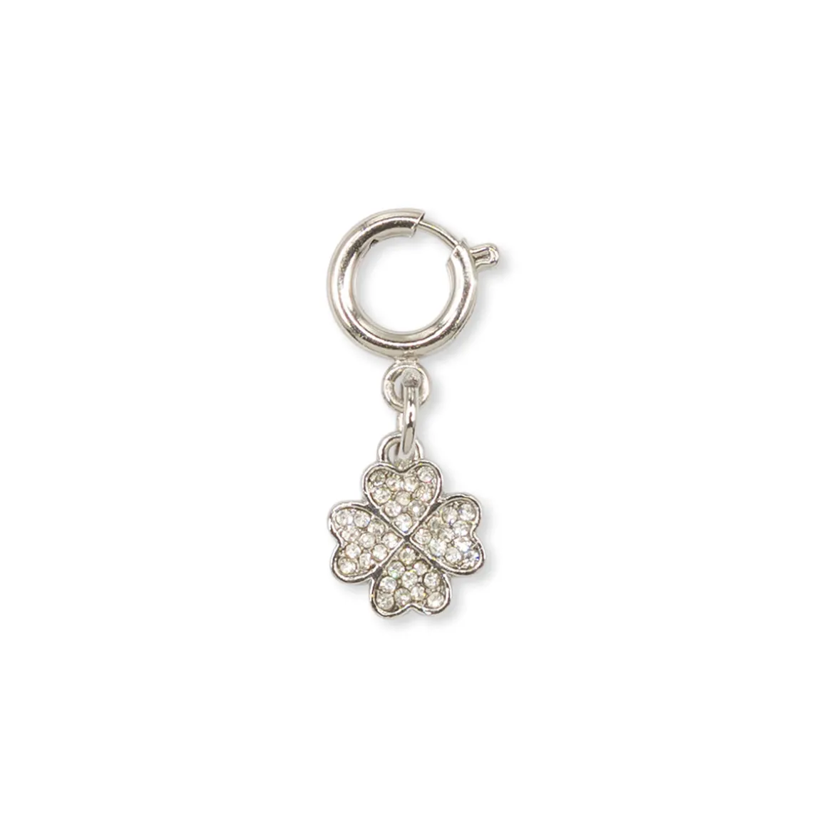 Charm Quadrifoglio strass argento portafortuna decorazione scarpe