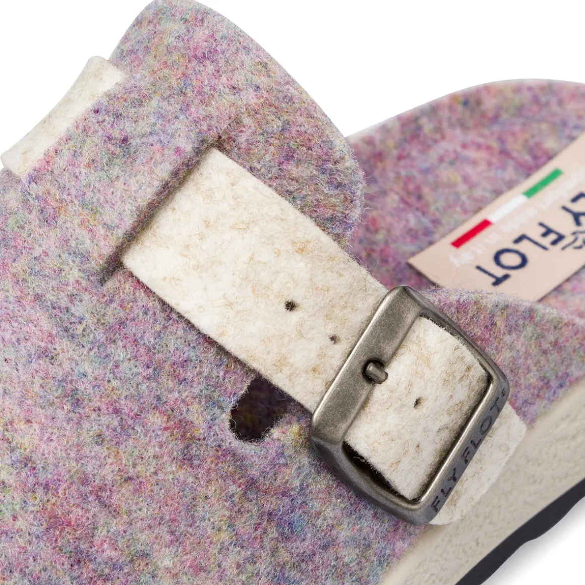 Ciabatte con fibbia lilla in feltro da Donna Fly Flot