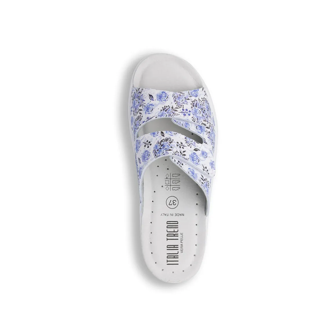 Ciabatte da Donna con doppia fascia blu con stampa floreale Italia Trend