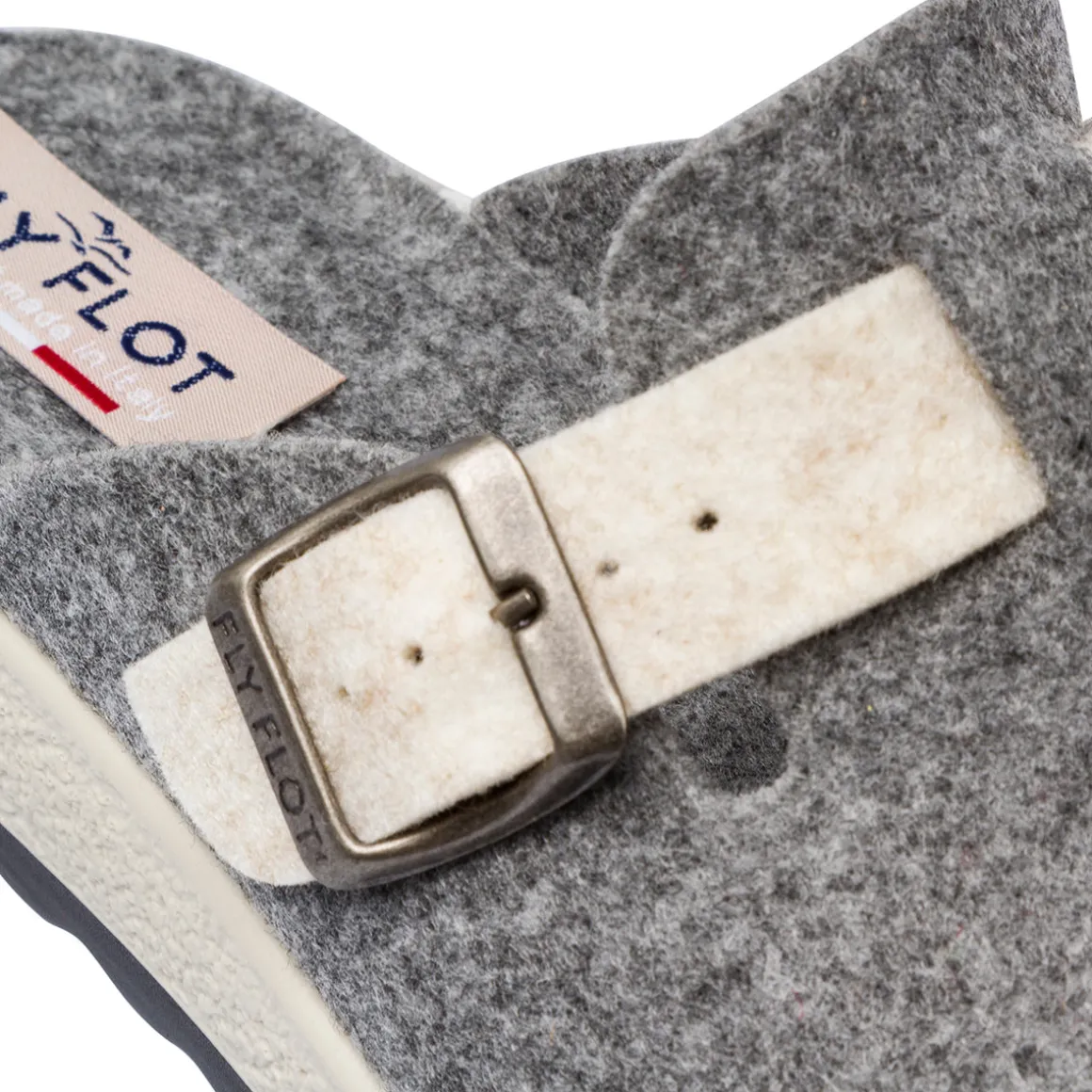 Ciabatte da Donna grigie in feltro con fibbia Fly Flot