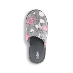 Ciabatte da Donna grigie effetto pelliccia con stampa cuori Griff