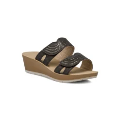 Ciabatte doppia fascia nere da donna con velcro e strass Inblu