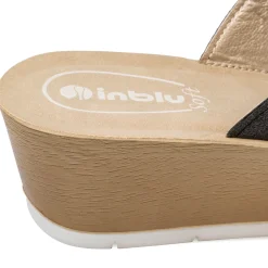 Ciabatte doppia fascia nere da donna con velcro e strass Inblu