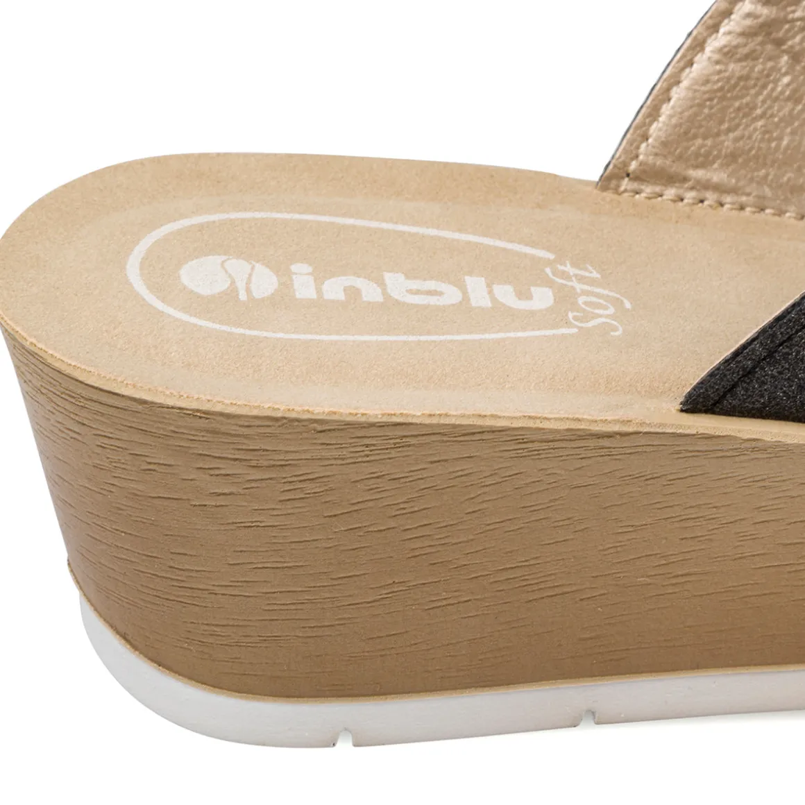 Ciabatte doppia fascia nere da donna con velcro e strass Inblu