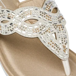 Ciabatte infradito Bianche da Donna con dettagli strass e zeppa Inblu