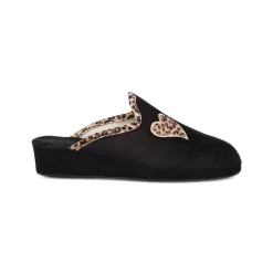 Ciabatte nere da Donna con dettaglio cuore animalier Stilrosa