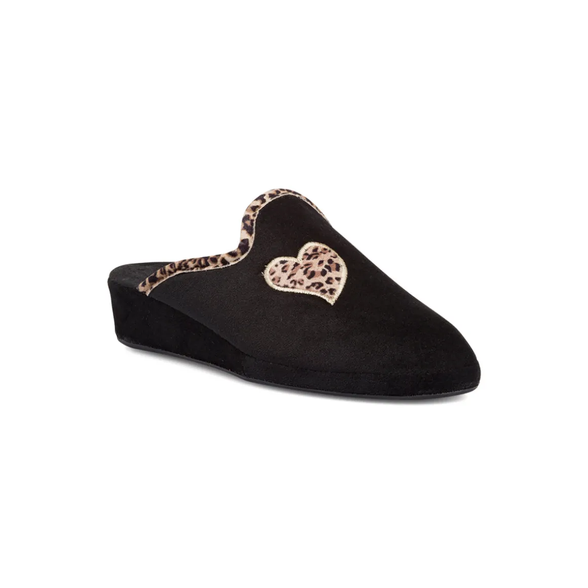 Ciabatte nere da Donna con dettaglio cuore animalier Stilrosa