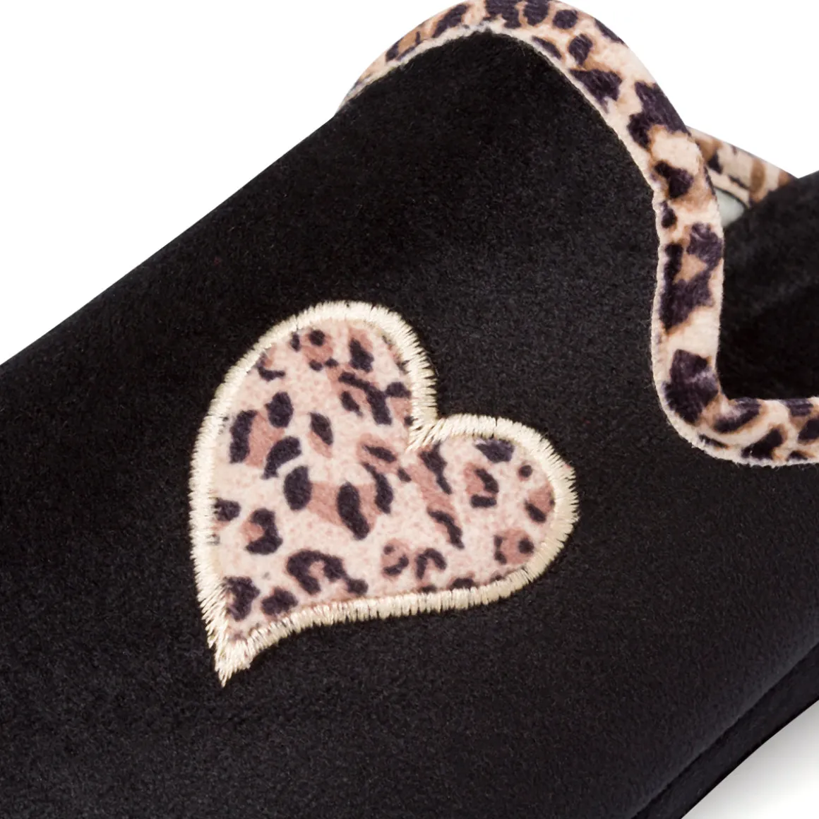 Ciabatte nere da Donna con dettaglio cuore animalier Stilrosa