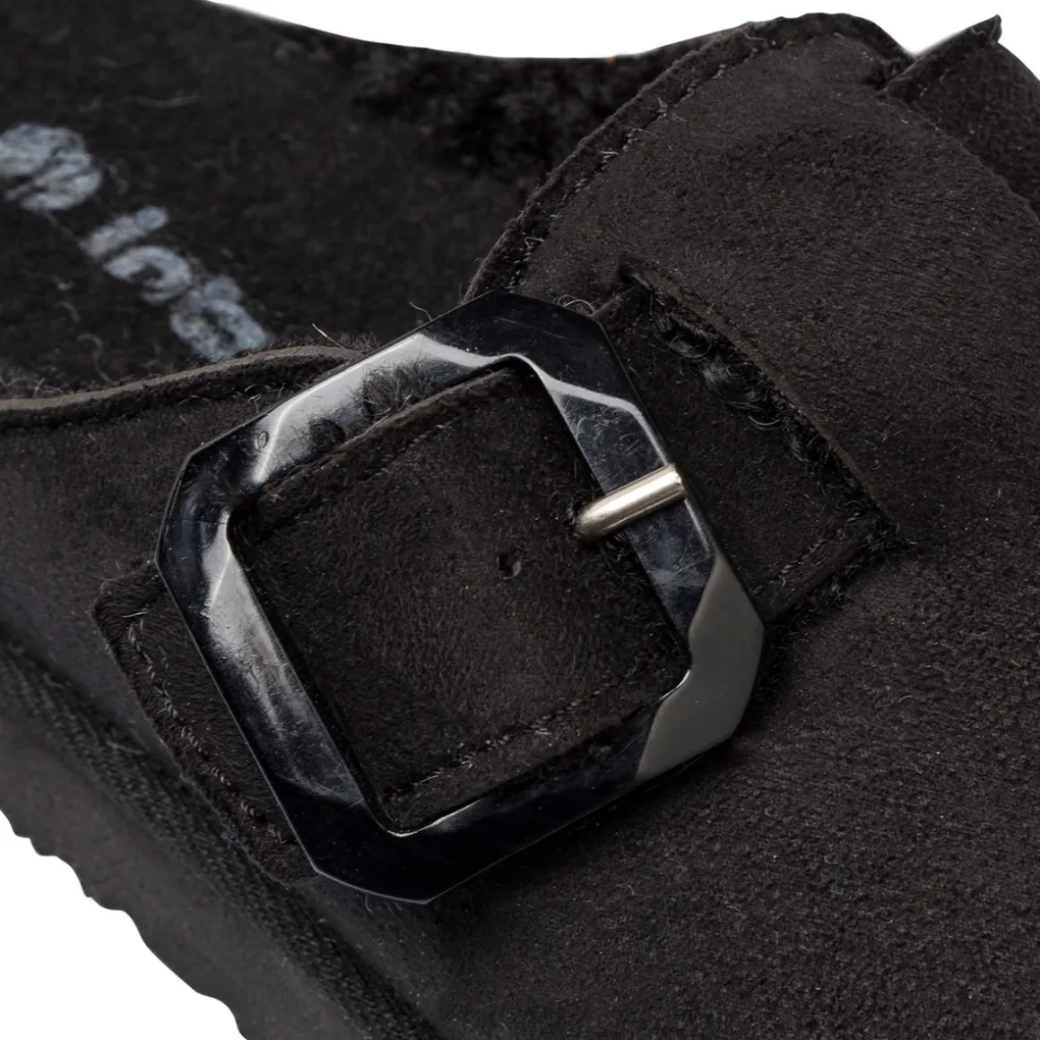 Ciabatte nere da Donna Inblu con fibbia effetto scamosciato