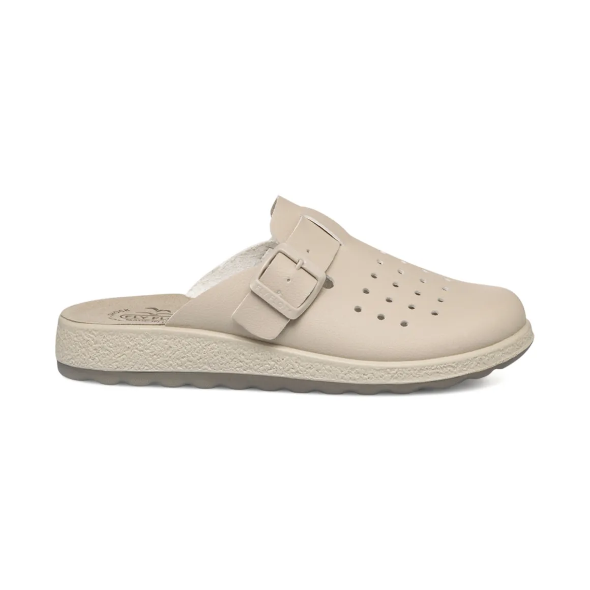 Ciabatte sanitarie beige da donna con sottopiede anti-shock Fly Flot