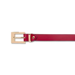 Cintura da Donna in Pelle Rossa Elegante con Fibbia Oro Coconuda