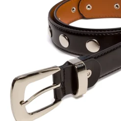 Cintura da Donna Nera in Pelle con Borchie e Fibbia in Metallo Coconuda