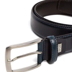 Cintura da Uomo Blu in Pelle con Fibbia in Metallo Navigare