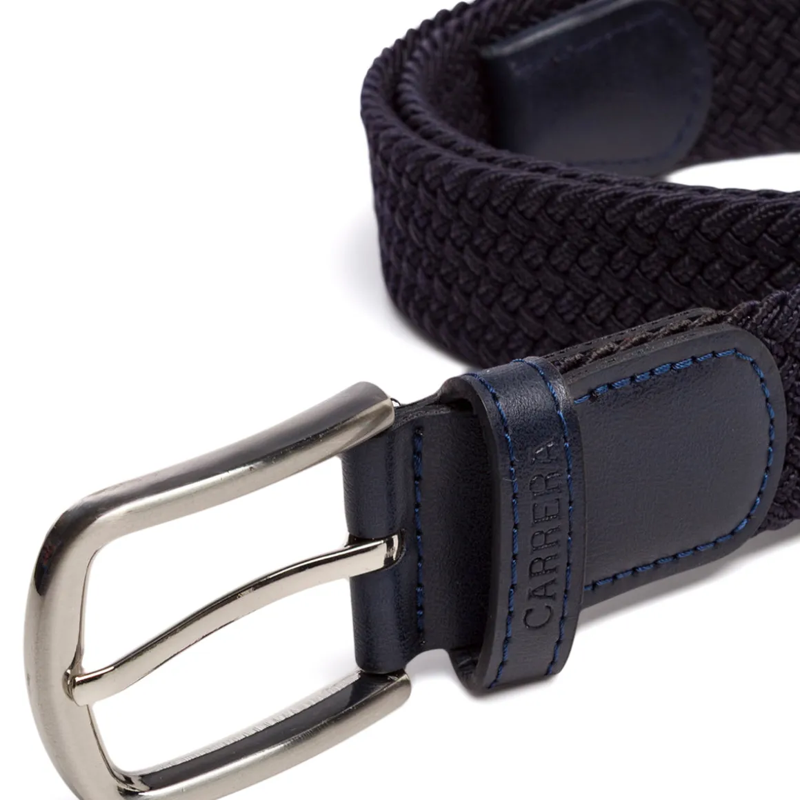 Cintura da Uomo Blu Intrecciata con Fibbia in Metallo Carrera