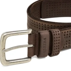Cintura da uomo in pelle marrone con dettagli traforati Carrera Jeans