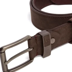 Cintura da Uomo Marrone con Fibbia in Metallo Satinato Carrera