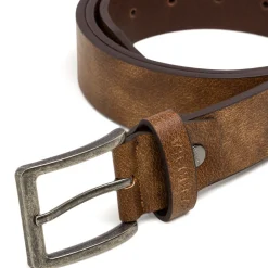 Cintura da uomo marrone in pelle con logo Carrera Jeans