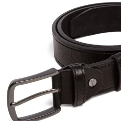 Cintura da Uomo Nera con Fibbia Gunmetal Carrera