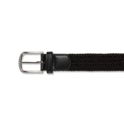 Cintura da Uomo Nera Intrecciata con Fibbia in Metallo Carrera