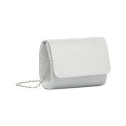 Clutch rigida Argento da Donna con texture geometrica Lora Ferres