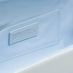 Clutch rigida Azzurra da donna con inserto in metallo frontale Lora Ferres