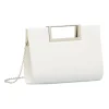 Clutch rigida Bianca da Donna con manico in metallo Lora Ferres