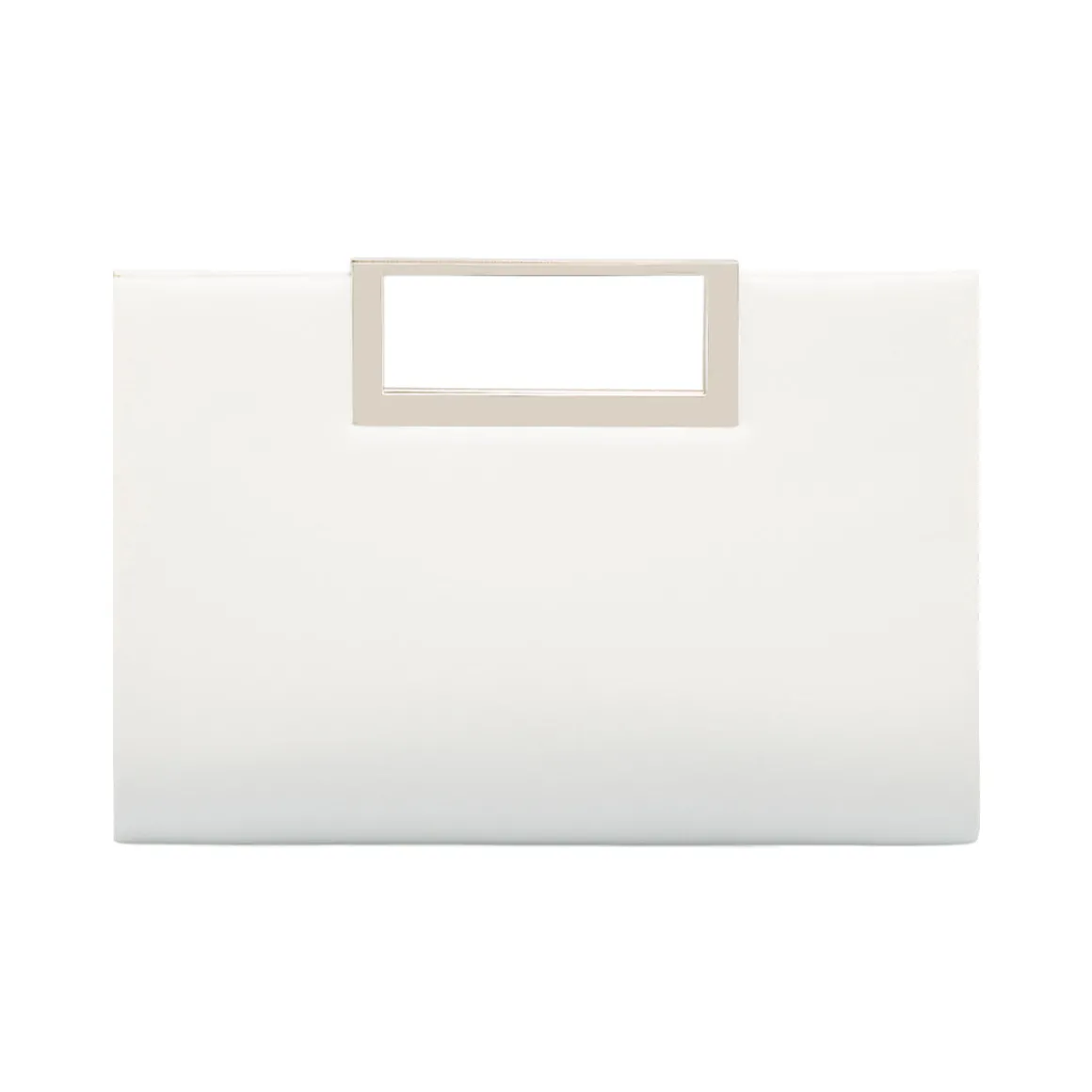 Clutch rigida Bianca da Donna con manico in metallo Lora Ferres