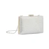 Clutch rigida Grigia da Donna con Strass frontali e chiusura a scatto Lora Ferres