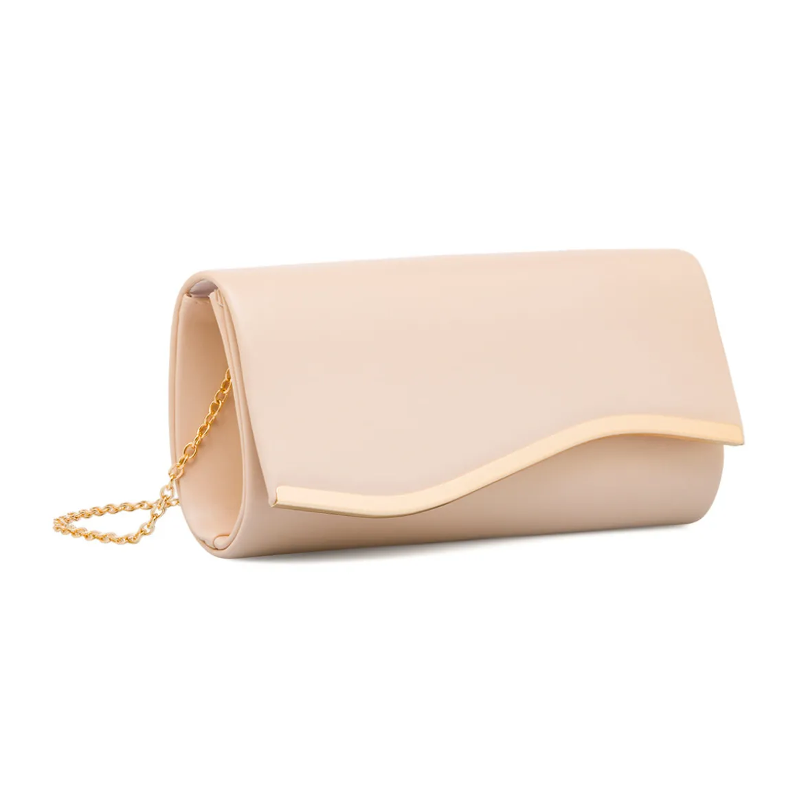 Clutch rigida Nude da donna con inserto in metallo frontale Lora Ferres